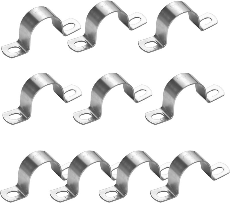 PEROMI 10 PCS 1-1/4 Inch Heavy Duty U-Tube Strap Clamp- 2 Hole,Stainless Steel-304 Rigid U-Bracket Pipe Strap Clamp Hanger Tube Tension Clips ID 32mm - Image 1